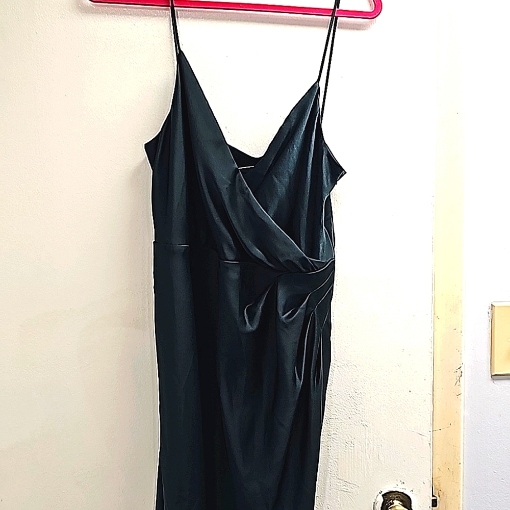 Dark green satin gown